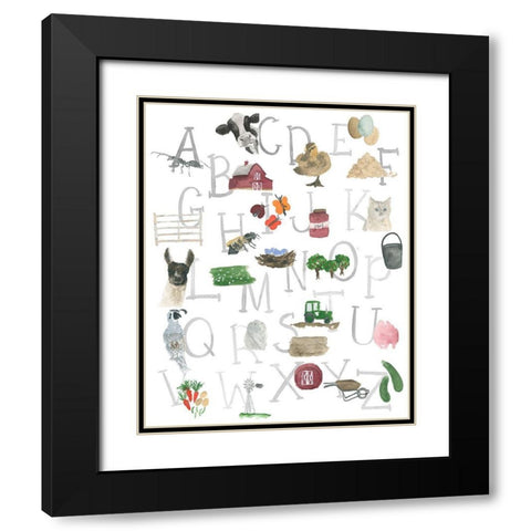 Farm Alphabet Black Modern Wood Framed Art Print with Double Matting by Price, Lucille