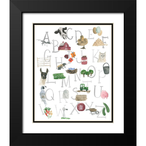 Farm Alphabet Black Modern Wood Framed Art Print with Double Matting by Price, Lucille