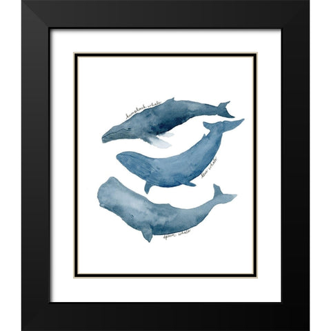 Whale Trio Black Modern Wood Framed Art Print with Double Matting by Price, Lucille