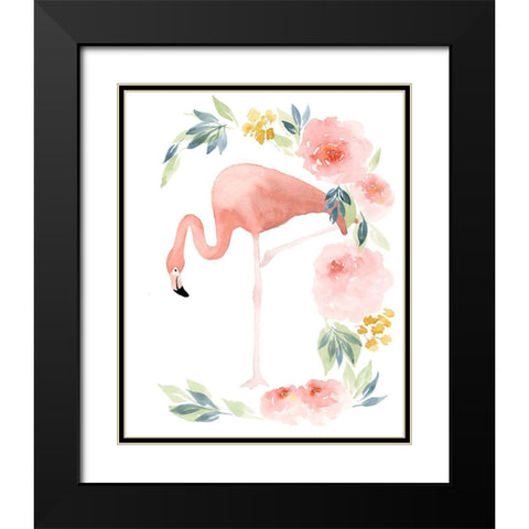 Floral Flamingo I Black Modern Wood Framed Art Print with Double Matting by Price, Lucille
