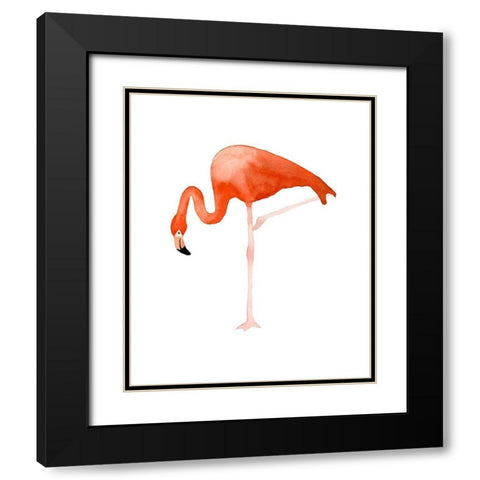 Standing Flamingo Black Modern Wood Framed Art Print with Double Matting by Price, Lucille