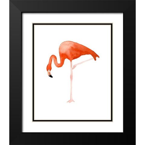 Standing Flamingo Black Modern Wood Framed Art Print with Double Matting by Price, Lucille