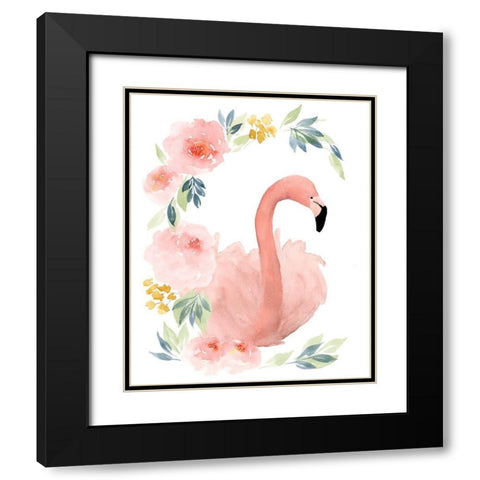 Floral Flamingo II Black Modern Wood Framed Art Print with Double Matting by Price, Lucille