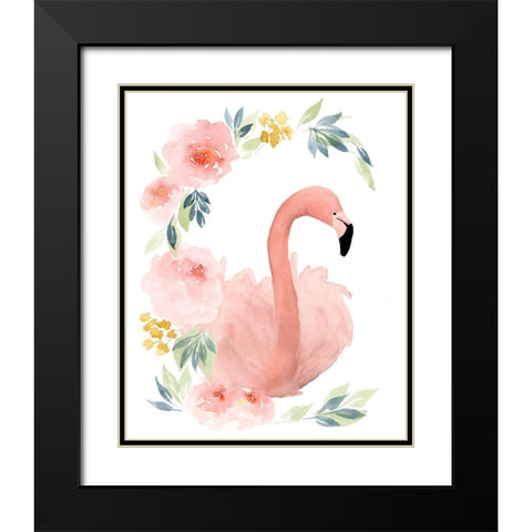 Floral Flamingo II Black Modern Wood Framed Art Print with Double Matting by Price, Lucille