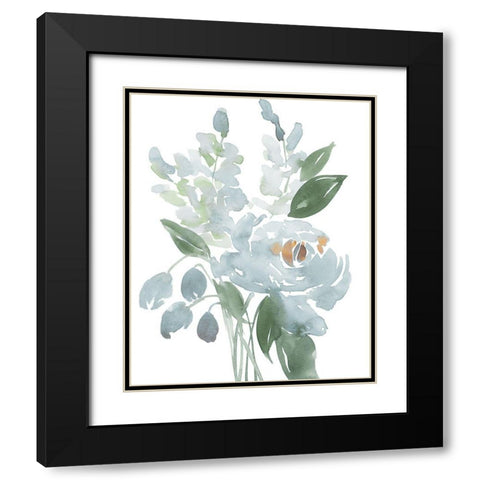 Restful Blue Floral I Black Modern Wood Framed Art Print with Double Matting by Price, Lucille