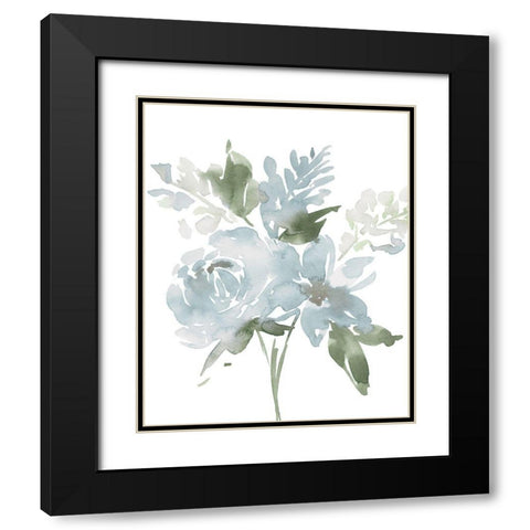 Restful Blue Floral II Black Modern Wood Framed Art Print with Double Matting by Price, Lucille