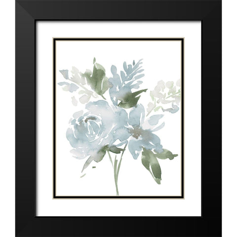 Restful Blue Floral II Black Modern Wood Framed Art Print with Double Matting by Price, Lucille