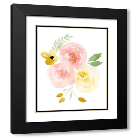 Watercolor Roses I Black Modern Wood Framed Art Print with Double Matting by Price, Lucille