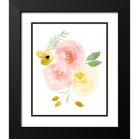 Watercolor Roses I Black Modern Wood Framed Art Print with Double Matting by Price, Lucille