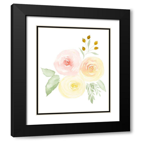 Watercolor Roses II Black Modern Wood Framed Art Print with Double Matting by Price, Lucille
