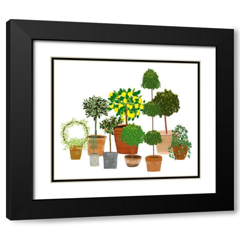 Topiaries Black Modern Wood Framed Art Print with Double Matting by Bucheli, Jen