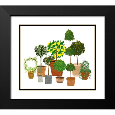 Topiaries Black Modern Wood Framed Art Print with Double Matting by Bucheli, Jen
