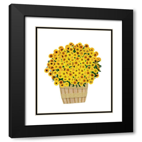 Yellow Mums Black Modern Wood Framed Art Print with Double Matting by Bucheli, Jen