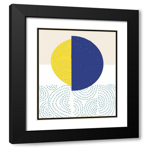 Blue and Yellow Mod Circles I Black Modern Wood Framed Art Print with Double Matting by Bucheli, Jen