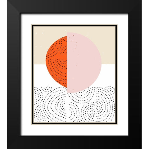 Minimalist Mod Circles Black Modern Wood Framed Art Print with Double Matting by Bucheli, Jen