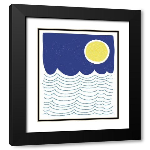 Blue and Yellow Mod Circles II Black Modern Wood Framed Art Print with Double Matting by Bucheli, Jen