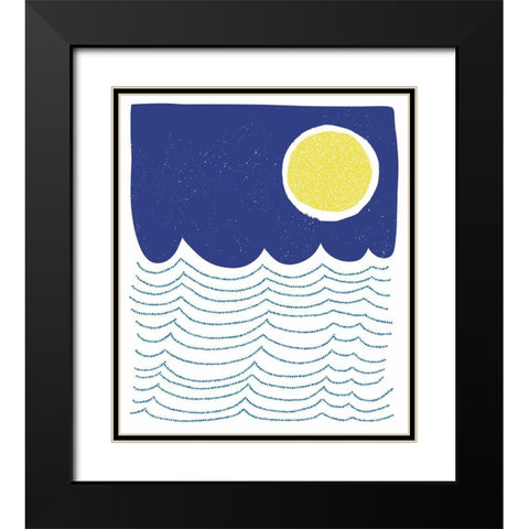 Blue and Yellow Mod Circles II Black Modern Wood Framed Art Print with Double Matting by Bucheli, Jen