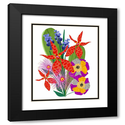 Bold Popping Flowers Black Modern Wood Framed Art Print with Double Matting by Bucheli, Jen