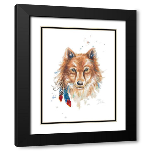 Indigenous Wolf Black Modern Wood Framed Art Print with Double Matting by Pinto, Patricia