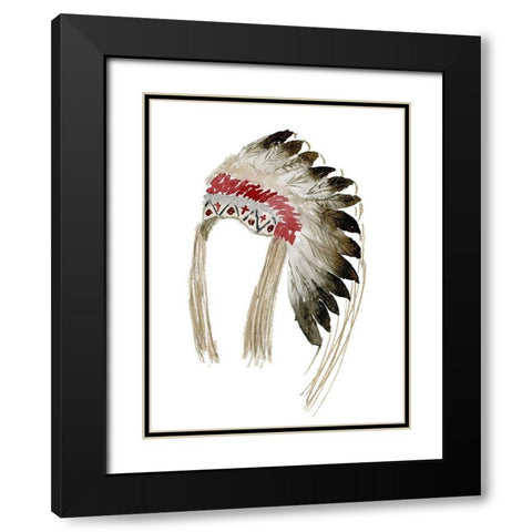 Native American Head Dress Black Modern Wood Framed Art Print with Double Matting by Price, Lucille