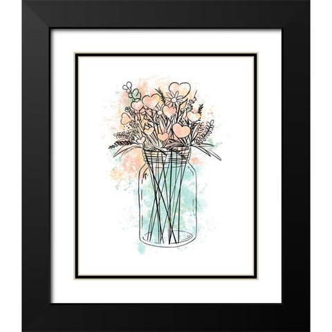 Love In A Mason Jar Black Modern Wood Framed Art Print with Double Matting by Torres, Melanie