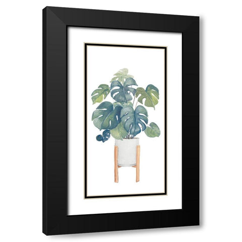 Monstera Deliciosa Black Modern Wood Framed Art Print with Double Matting by Loreth, Lanie