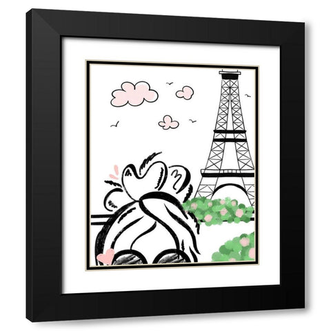 Paris Girl I Black Modern Wood Framed Art Print with Double Matting by Quach, Anna