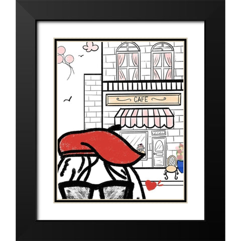 Paris Girl II Black Modern Wood Framed Art Print with Double Matting by Quach, Anna