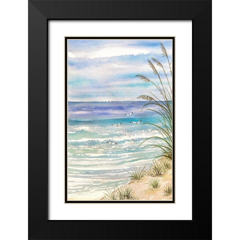 Watercolor Sea View I Black Modern Wood Framed Art Print with Double Matting by Biscardi, Nicholas