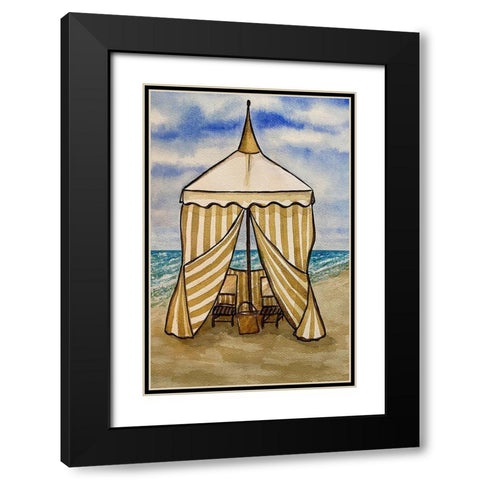 Golden Beach Cabana Black Modern Wood Framed Art Print with Double Matting by Biscardi, Nicholas
