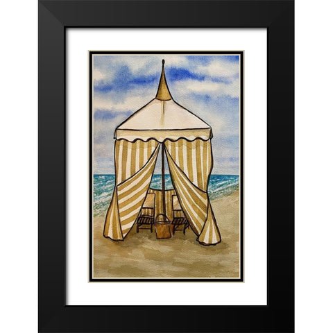 Golden Beach Cabana Black Modern Wood Framed Art Print with Double Matting by Biscardi, Nicholas