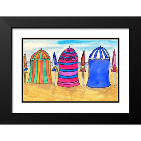 Cabana Beach I Black Modern Wood Framed Art Print with Double Matting by Biscardi, Nicholas