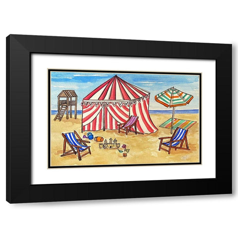 Cabana Beach II Black Modern Wood Framed Art Print with Double Matting by Biscardi, Nicholas