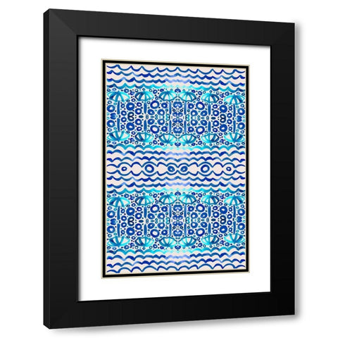 Aqua Blue Fun II Black Modern Wood Framed Art Print with Double Matting by Biscardi, Nicholas