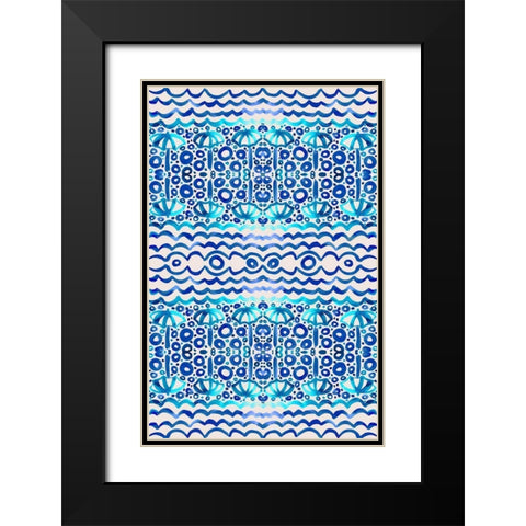 Aqua Blue Fun II Black Modern Wood Framed Art Print with Double Matting by Biscardi, Nicholas