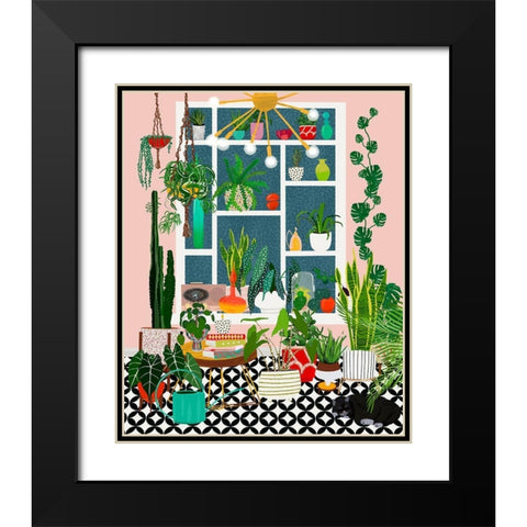 Plant Solarium Bright Black Modern Wood Framed Art Print with Double Matting by Bucheli, Jen