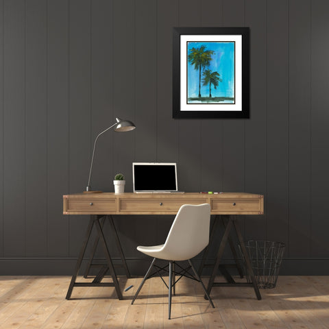 Twin Palms Black Modern Wood Framed Art Print with Double Matting by Slivka, Jane