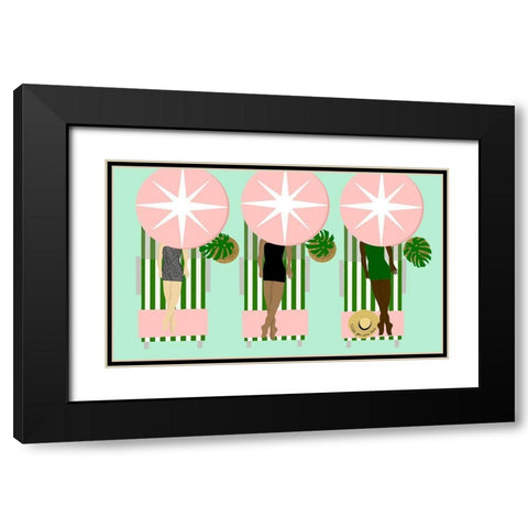 Sunbathing Ladies On Green Black Modern Wood Framed Art Print with Double Matting by Bucheli, Jen
