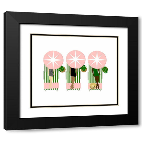 Sunbathing Ladies Black Modern Wood Framed Art Print with Double Matting by Bucheli, Jen