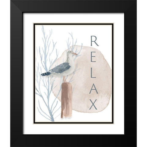 Seabird Relax Black Modern Wood Framed Art Print with Double Matting by Price, Lucille