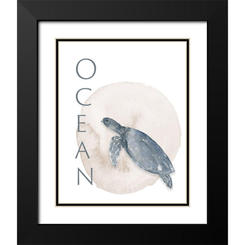 Ocean Turtle Black Modern Wood Framed Art Print with Double Matting by Price, Lucille