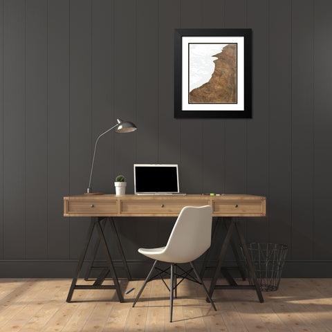 Golden Coastline I Black Modern Wood Framed Art Print with Double Matting by Meneely, Dan