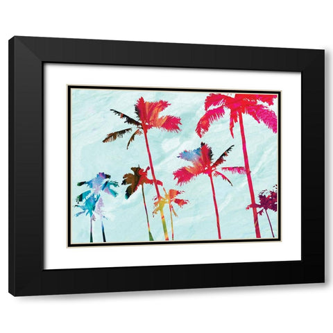 Colorful Beach Palms Black Modern Wood Framed Art Print with Double Matting by Meneely, Dan