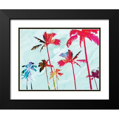 Colorful Beach Palms Black Modern Wood Framed Art Print with Double Matting by Meneely, Dan