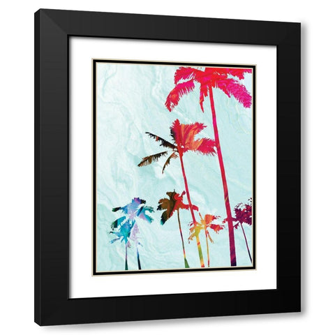 Colorful Palms Black Modern Wood Framed Art Print with Double Matting by Meneely, Dan