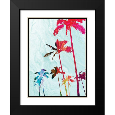 Colorful Palms Black Modern Wood Framed Art Print with Double Matting by Meneely, Dan