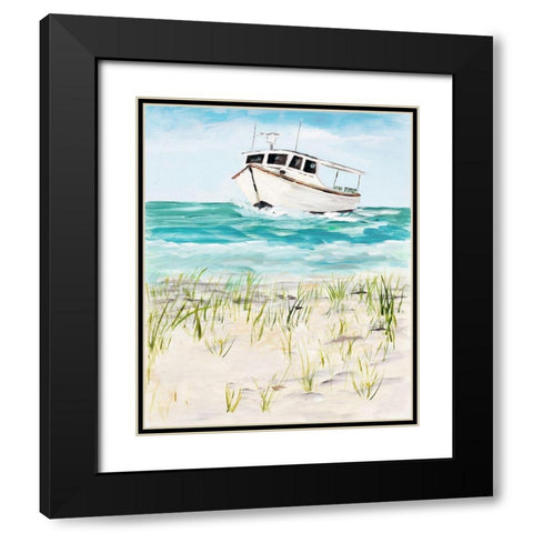 Boat By The Shore Black Modern Wood Framed Art Print with Double Matting by DeRice, Julie