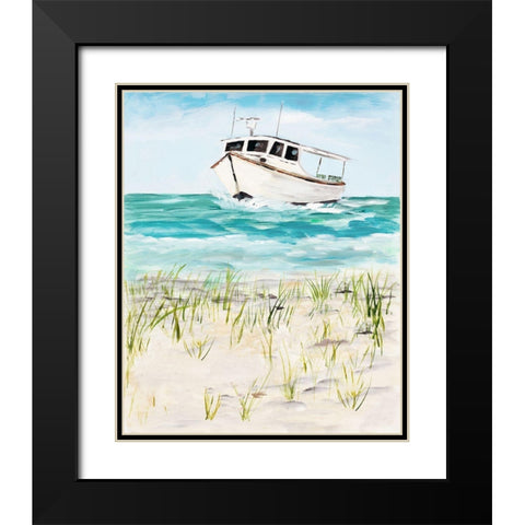 Boat By The Shore Black Modern Wood Framed Art Print with Double Matting by DeRice, Julie