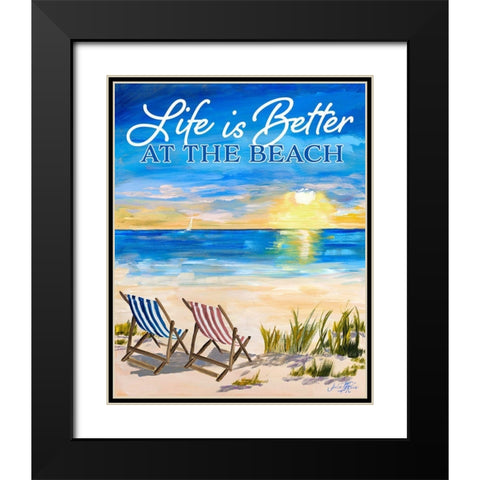 Life Is Better At The Beach Black Modern Wood Framed Art Print with Double Matting by DeRice, Julie
