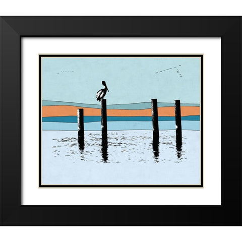 Pelican Post II Black Modern Wood Framed Art Print with Double Matting by Tom, Ella